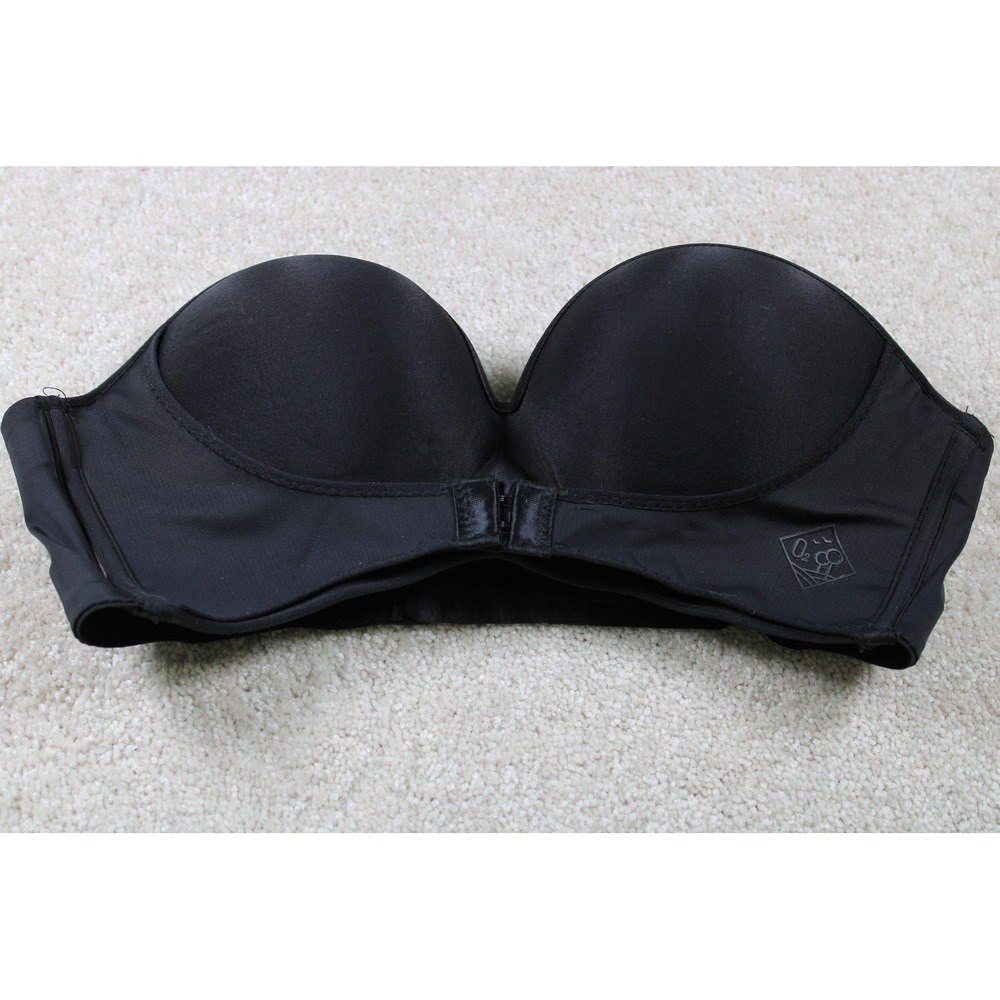 Strapless Black Bra Womens 34 Medium 34/75 Push Up Underwire Convertible Nylon
